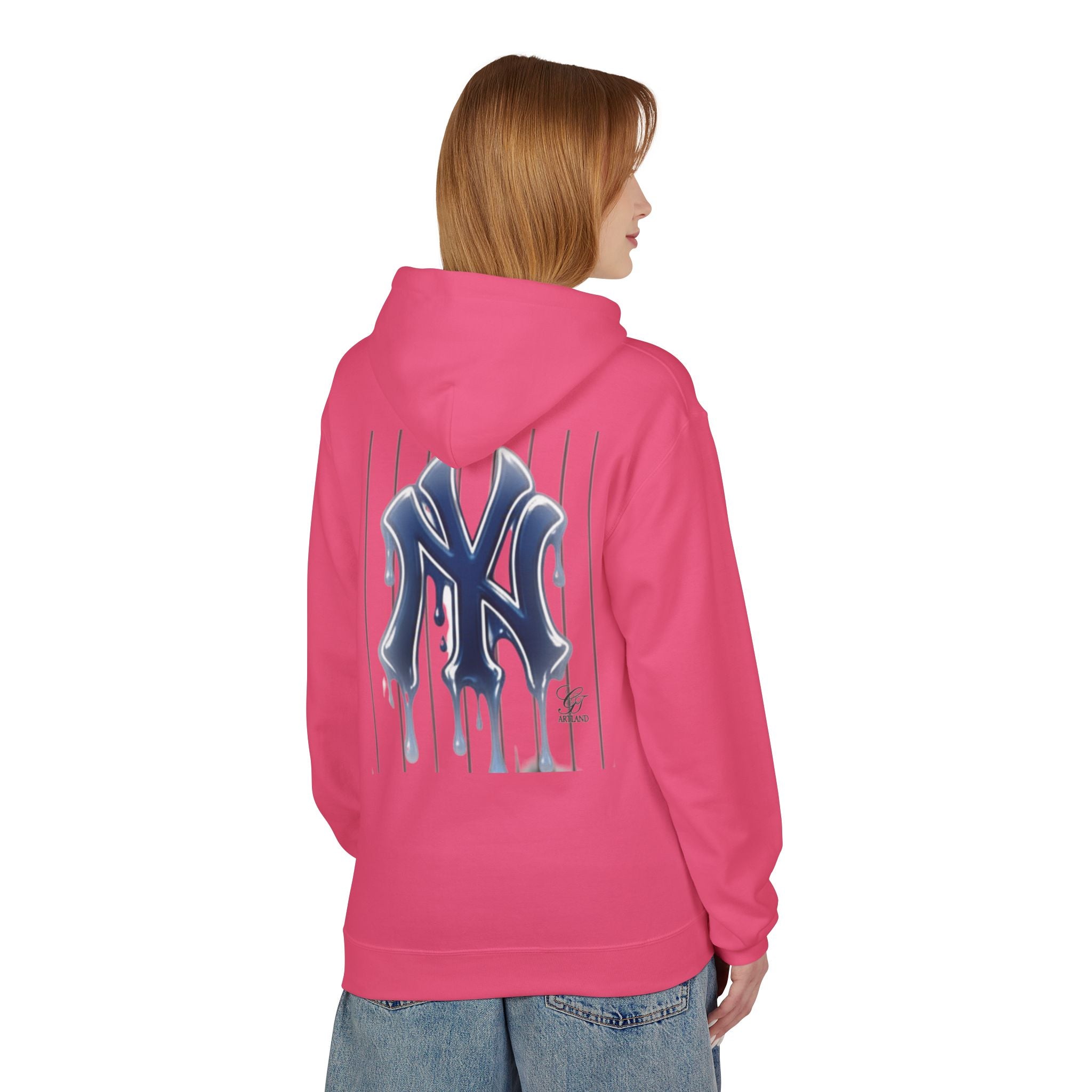 Dripping NY Fan Gear Logo Hoodie | Baseball Pinstripe Streetwear by GT Artland
