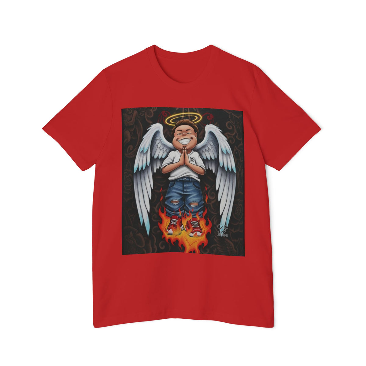 Angel Boy Praying USA-Made Unisex Short-Sleeve Jersey T-Shirt