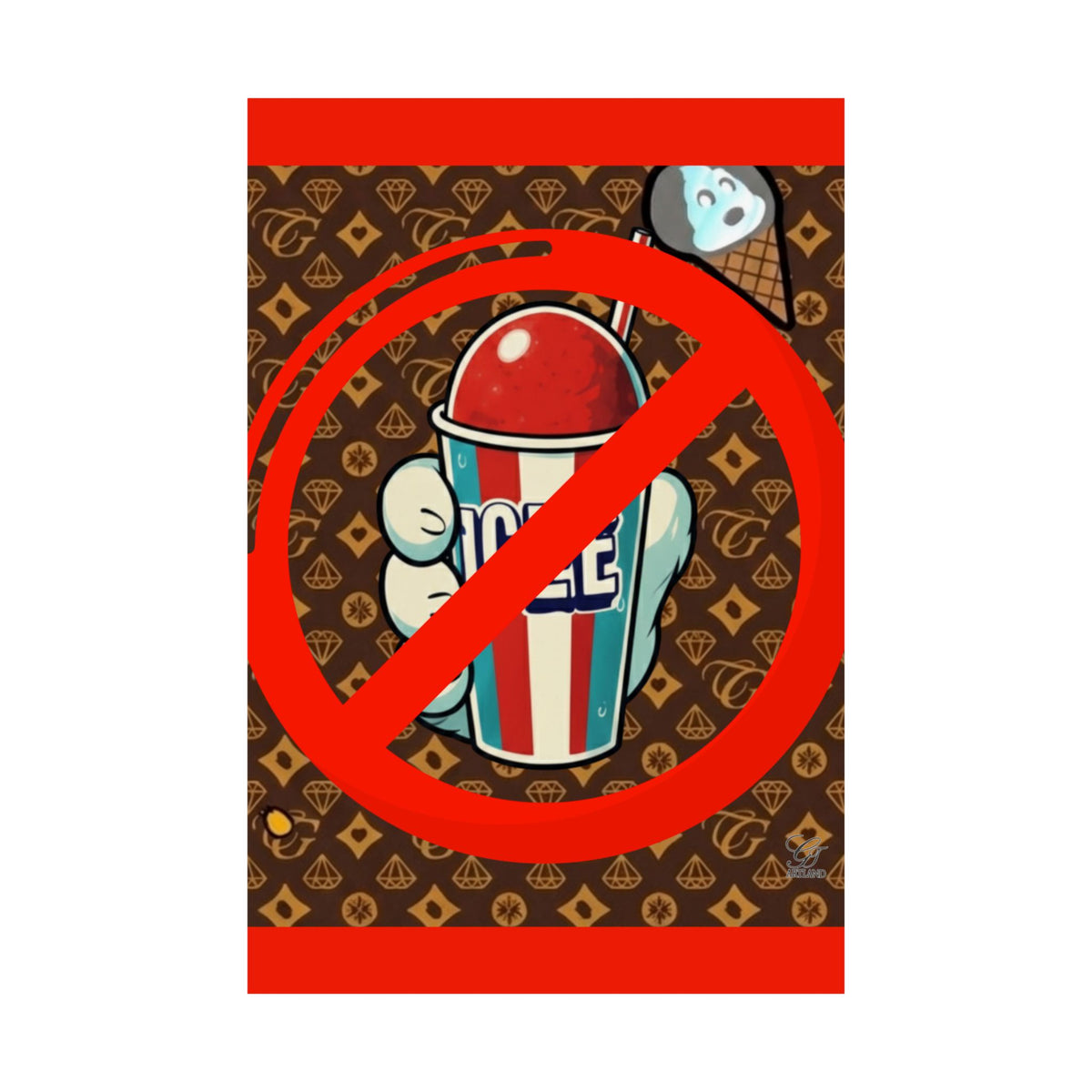No Slushie Poster Matte Vertical Poster | Anti Slushie Illustration, Retro Snack Pattern by GT Artland