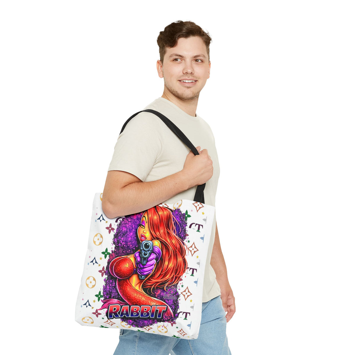 Rabbit Pin-Up Tote Bag – Retro Femme Fatale by GT Artland
