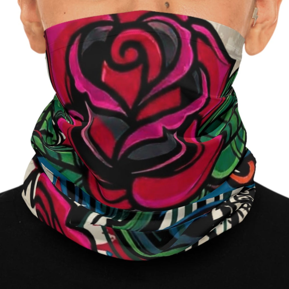 Shark & Rose Graphic Neck Gaiter — Street Art Face Mask by GT Artland
