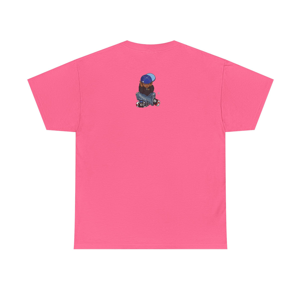 Ebony Sad Kid Illustration T-Shirt | Sitting Boy Graphic Tee b