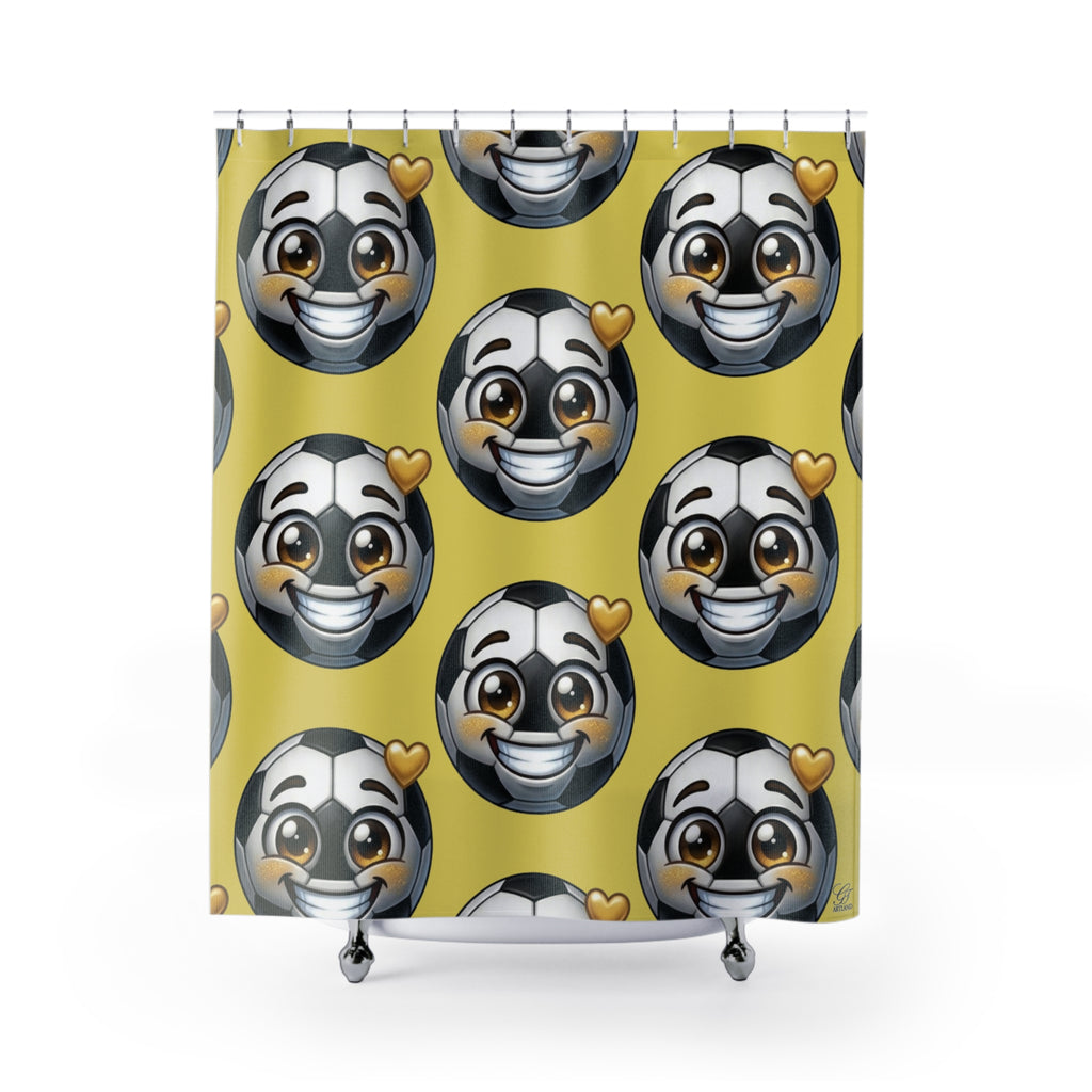 Smiling Soccer Ball Shower Curtain | Bathroom Decor