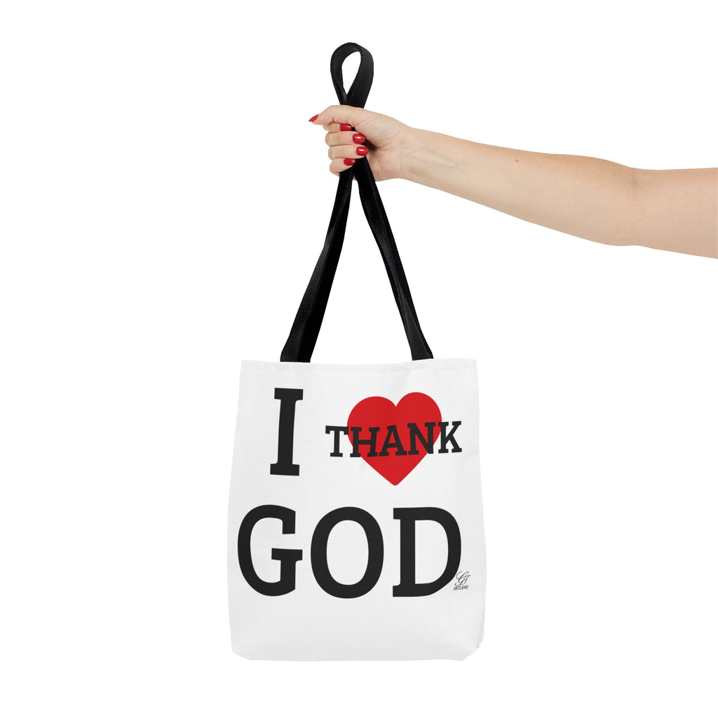 I Thank God Heart Designer Fashion Tote Bag by GT Artland