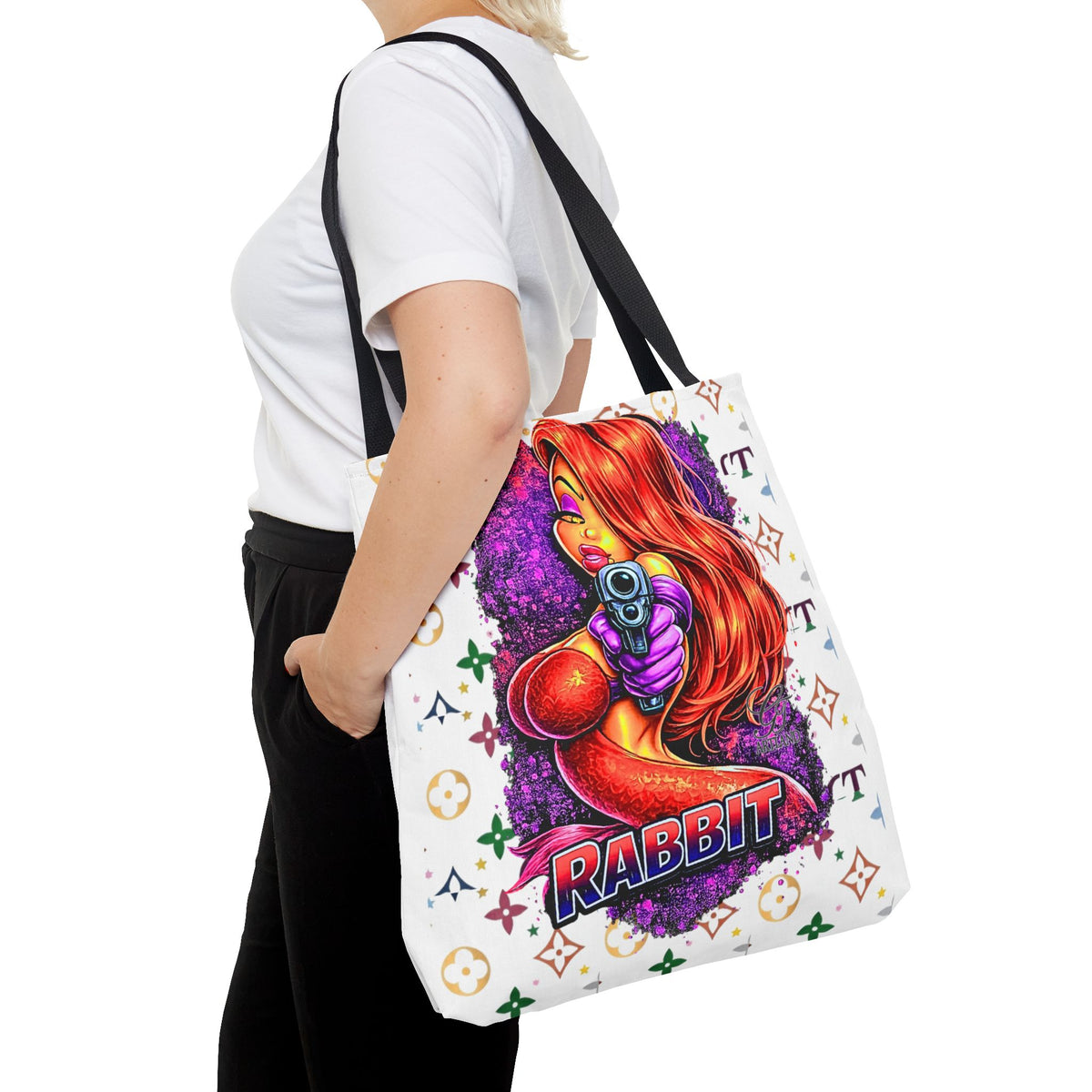 Rabbit Pin-Up Tote Bag – Retro Femme Fatale by GT Artland