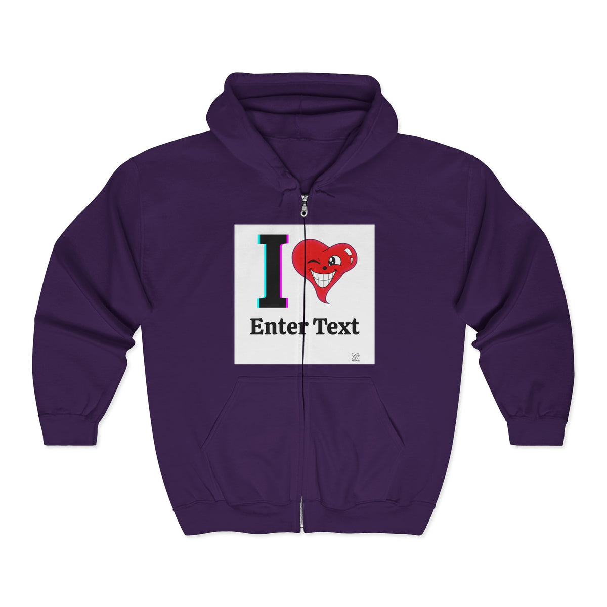 Unisex I LOVE Heavy Blend Full Zip Hooded Sweatshirt Hoodie | Full Zip Sweatshirt