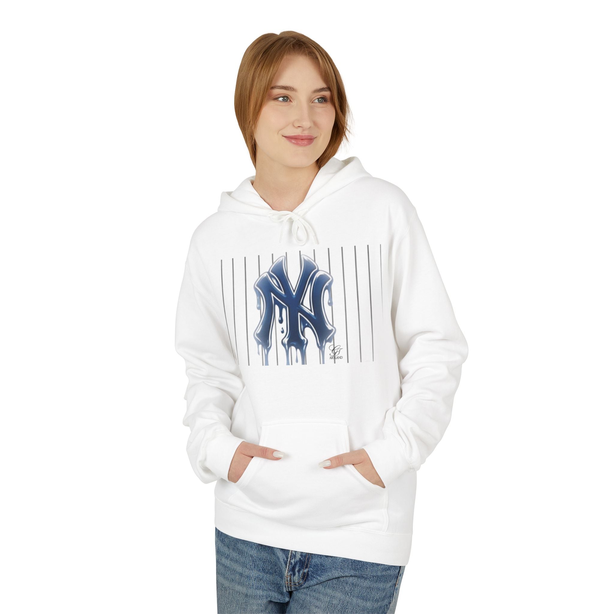 Dripping NY Fan Gear Logo Hoodie | Baseball Pinstripe Streetwear by GT Artland