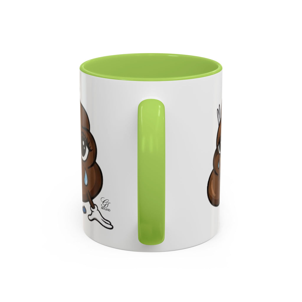 Sad Poop Emoji Coffee Mug — Funny Kawaii Gag Gift Accent Mug by GT Artland