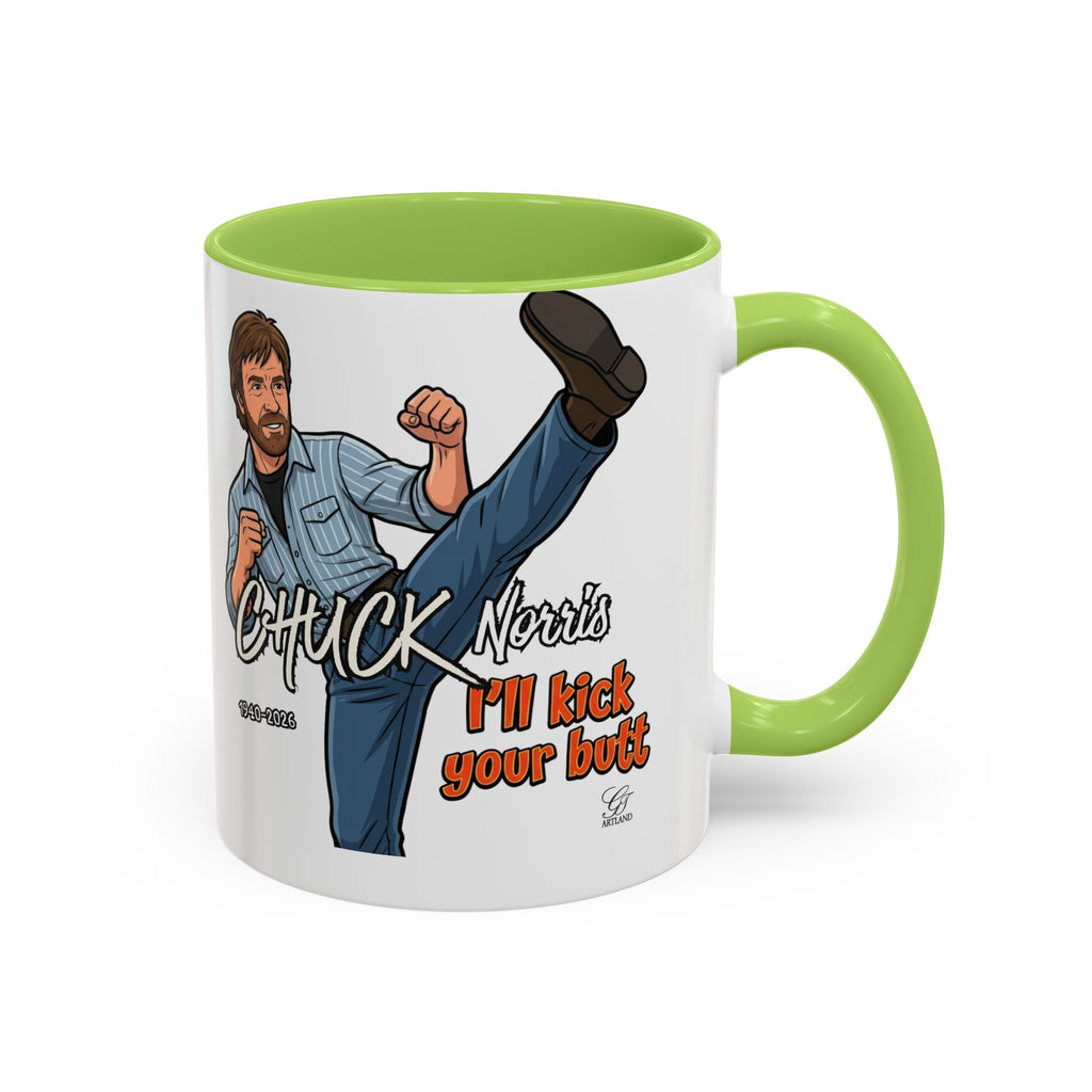 Martial Arts Chuck Norris Kick Butt Humor Character Mug | Accent Coffee Mug by GT Artland