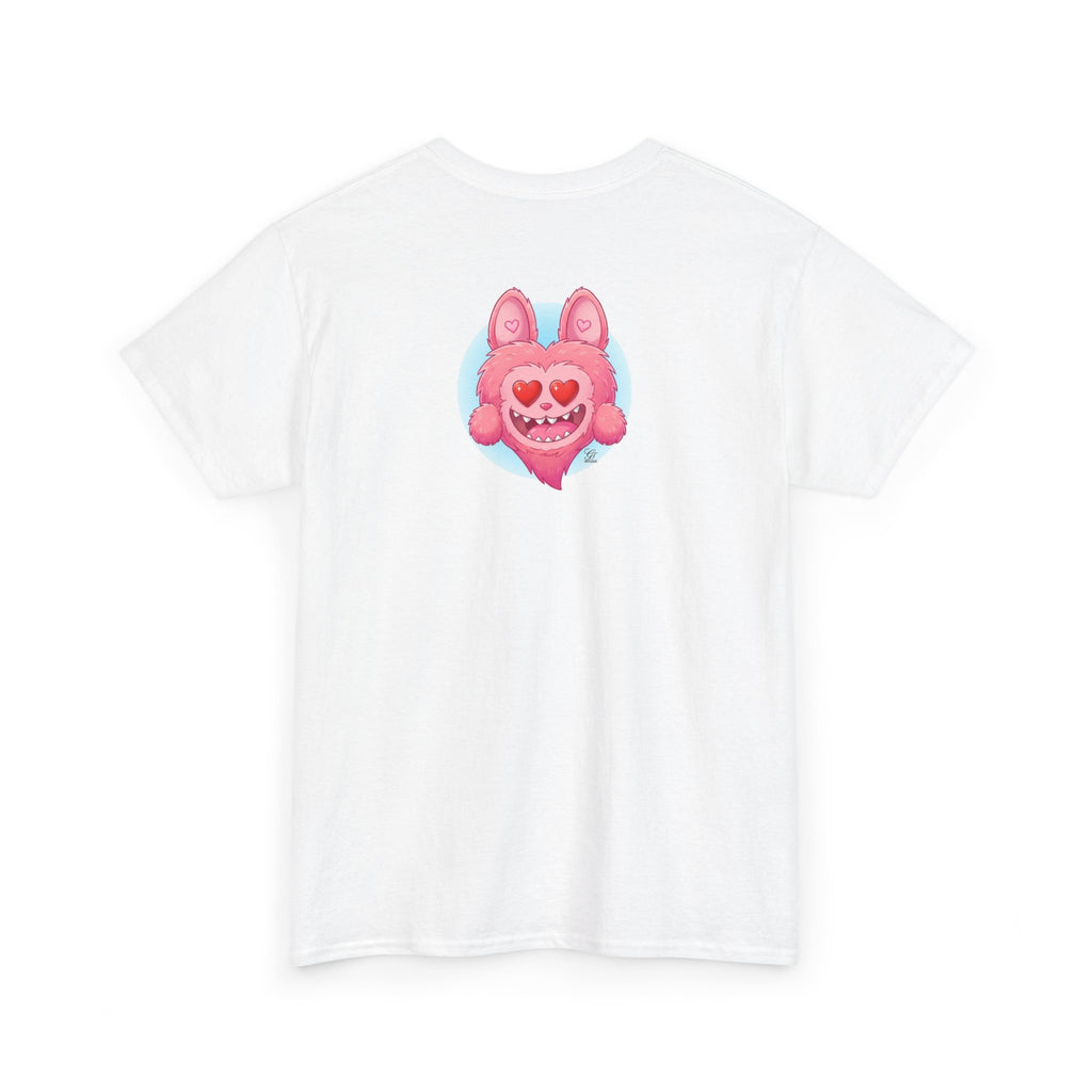 Pink Heart-Eyed Monster T-Shirt | Cute Fuzzy Creature by GT Artland