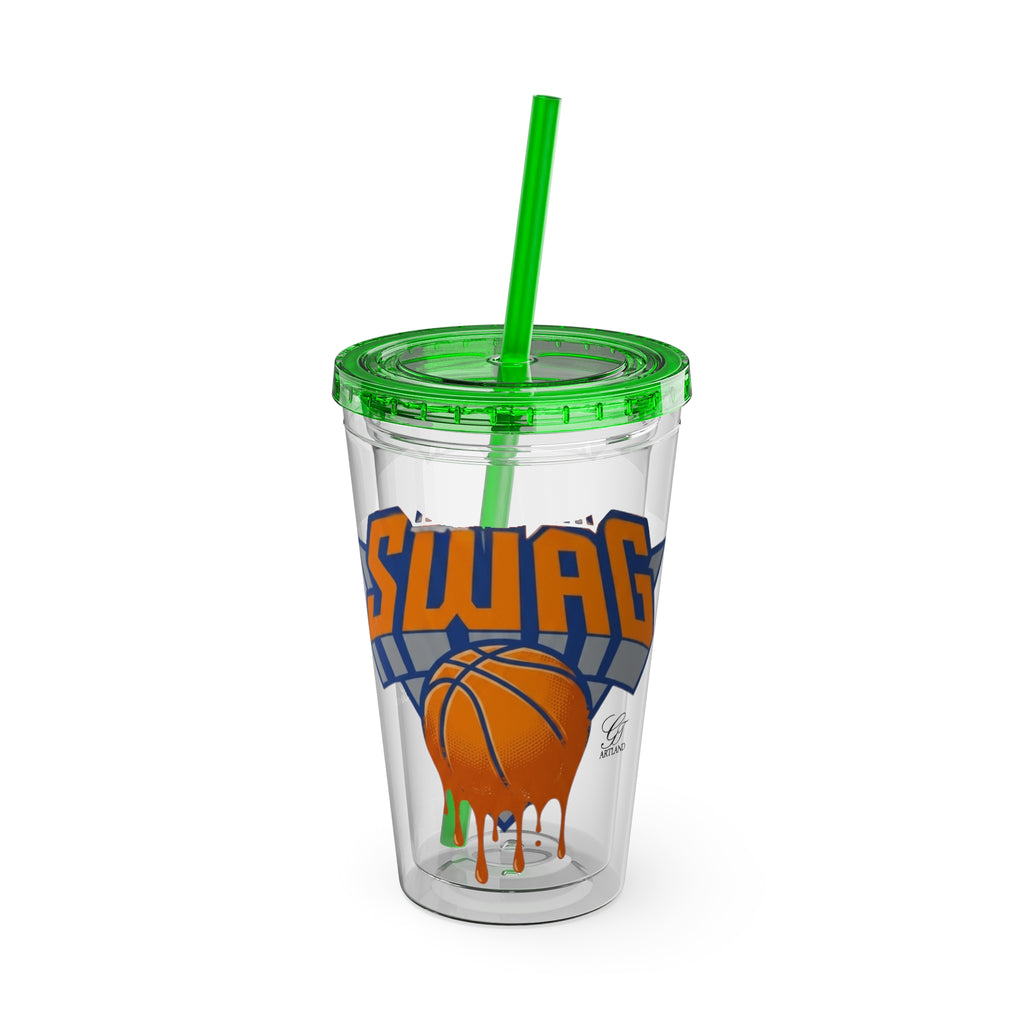 Swag Dripping Basketball Tumbler | 16oz Straw Cup by GT Artland