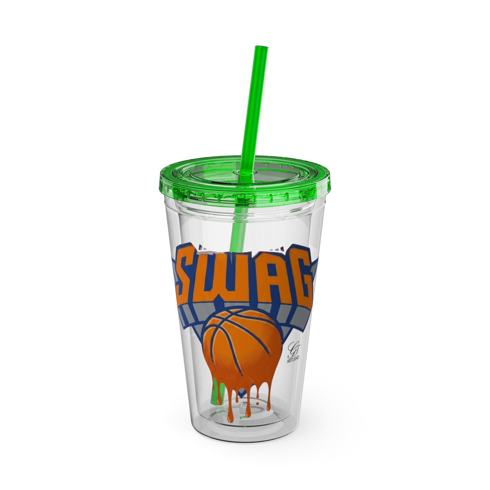 Swag Dripping Basketball Tumbler | 16oz Straw Cup by GT Artland