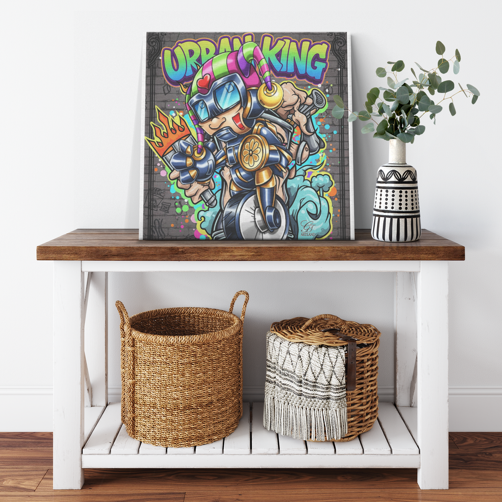 Urban King Electric Robot NYC Swag Square Canvas Wrap by GT Artland