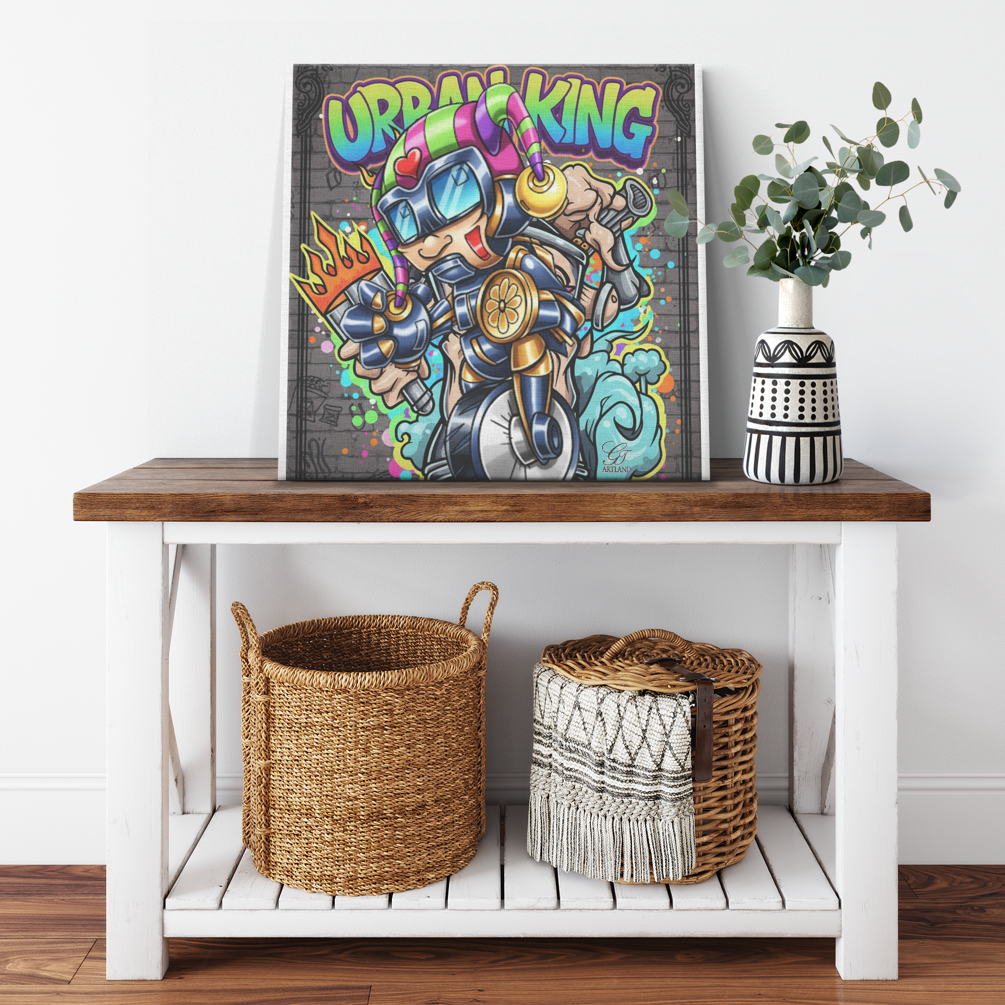 Urban King Electric Robot NYC Swag Square Canvas Wrap by GT Artland