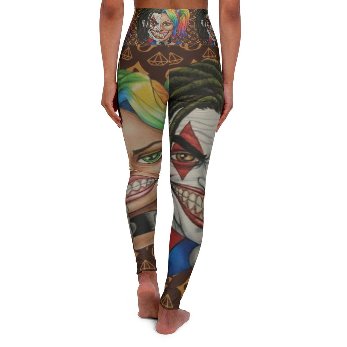 Clown Couple Graffiti Designer High fashion High Waisted Yoga Leggings by GT Artland