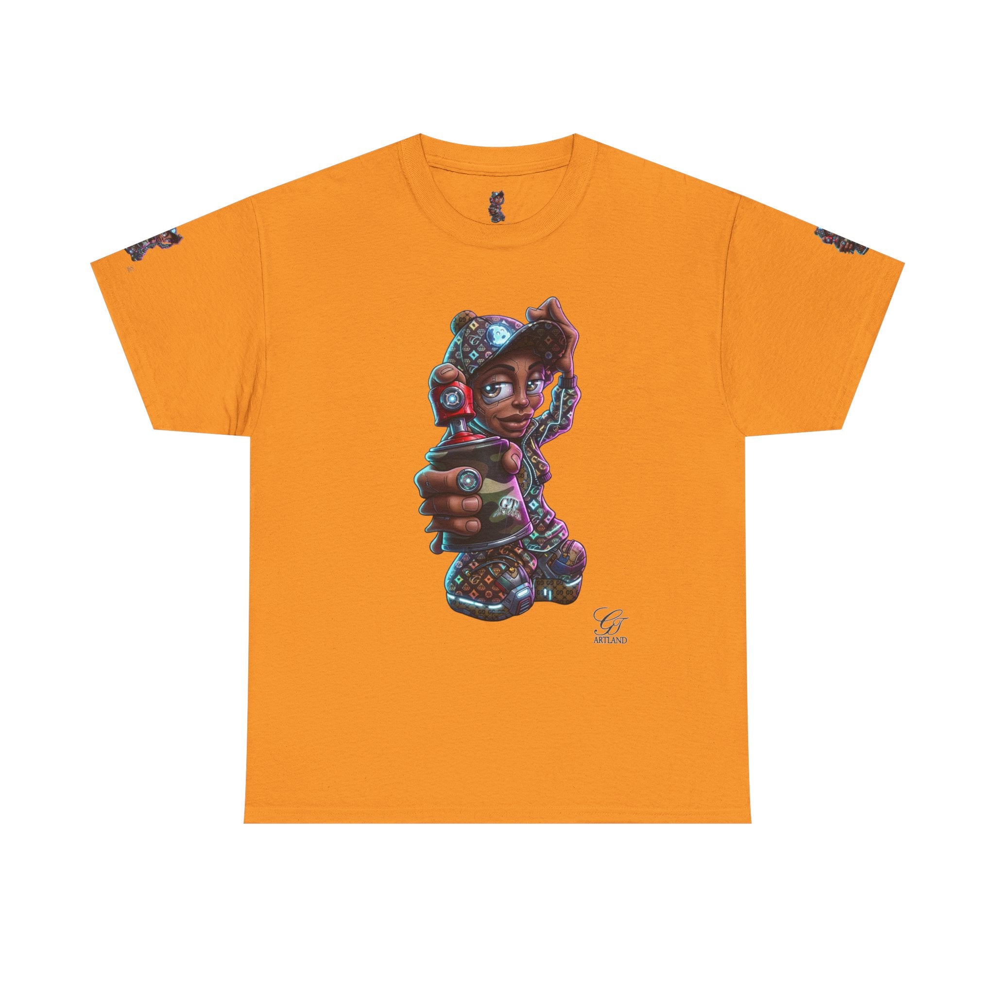 Ebony Futuristic Urban Spray Can Kid Gamer Tee - Cute Streetwear Graphic T-Shirt by GT Artland