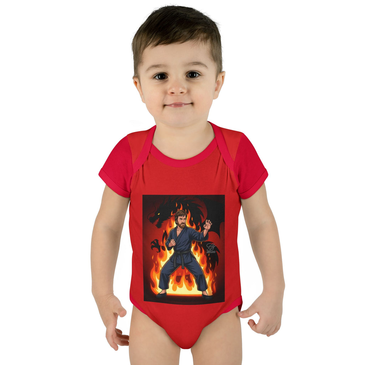 Flame Ninja Infant Bodysuit | Dragon Fire Martial Arts Baby Onesie