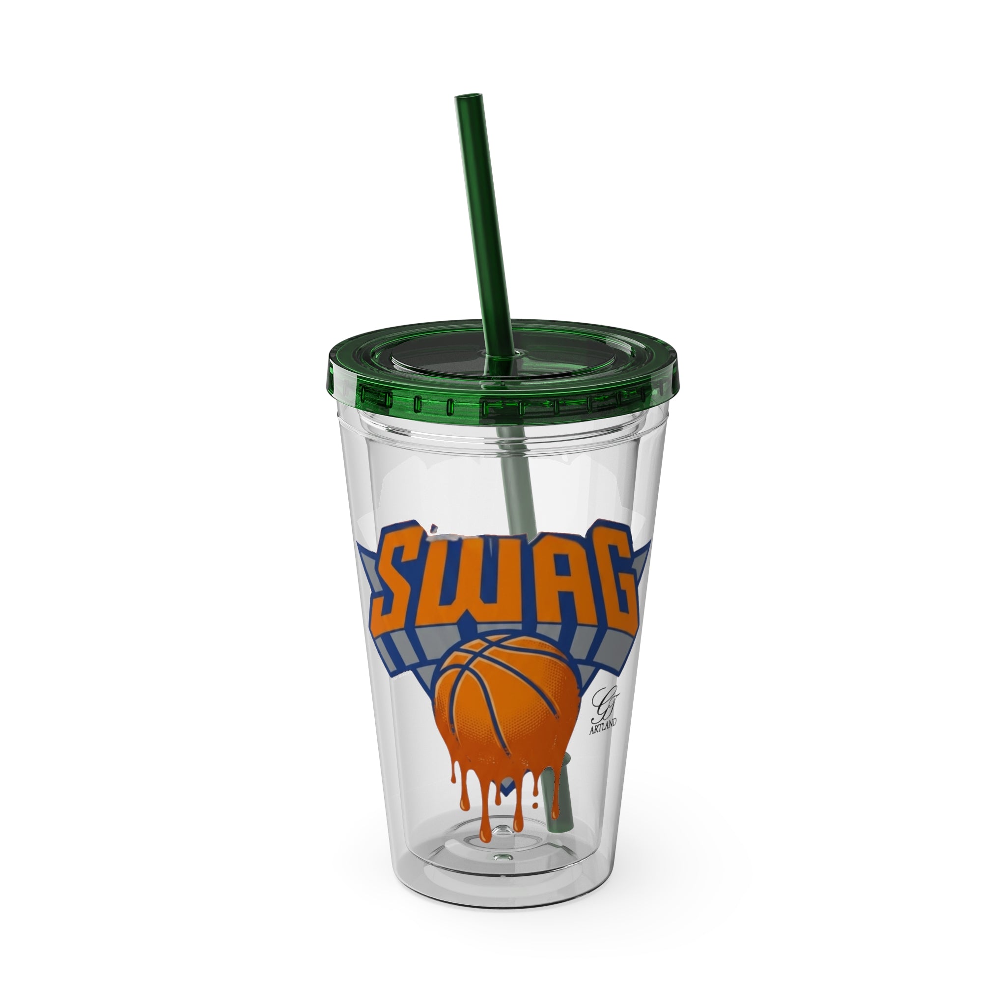 Dripping Basketball SWAG Tumbler | 16oz Clear Cup with Straw by GT Artland