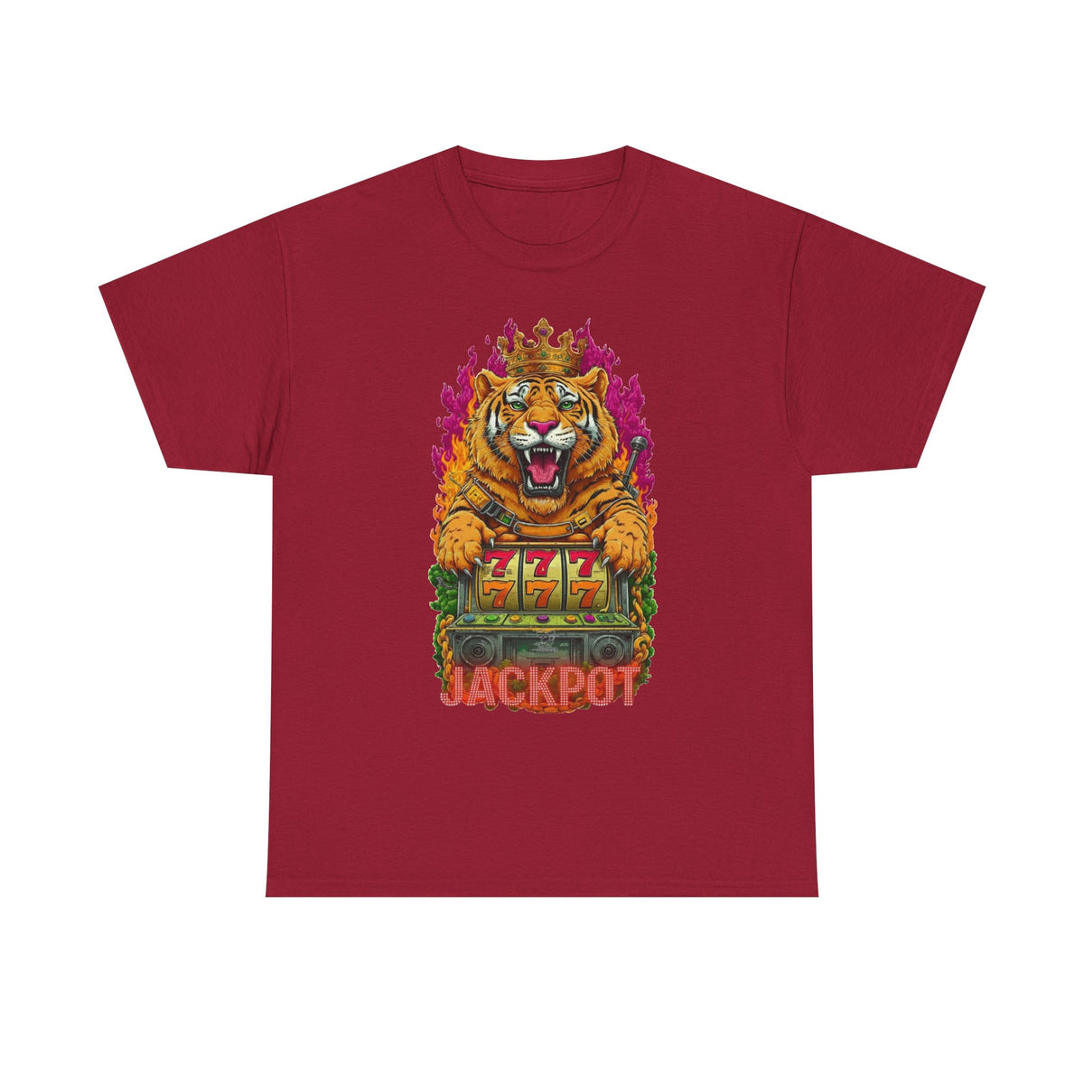 Roaring Tiger Jackpot T-Shirt | Slot Machine 777 Casino Graphic by GT Artland