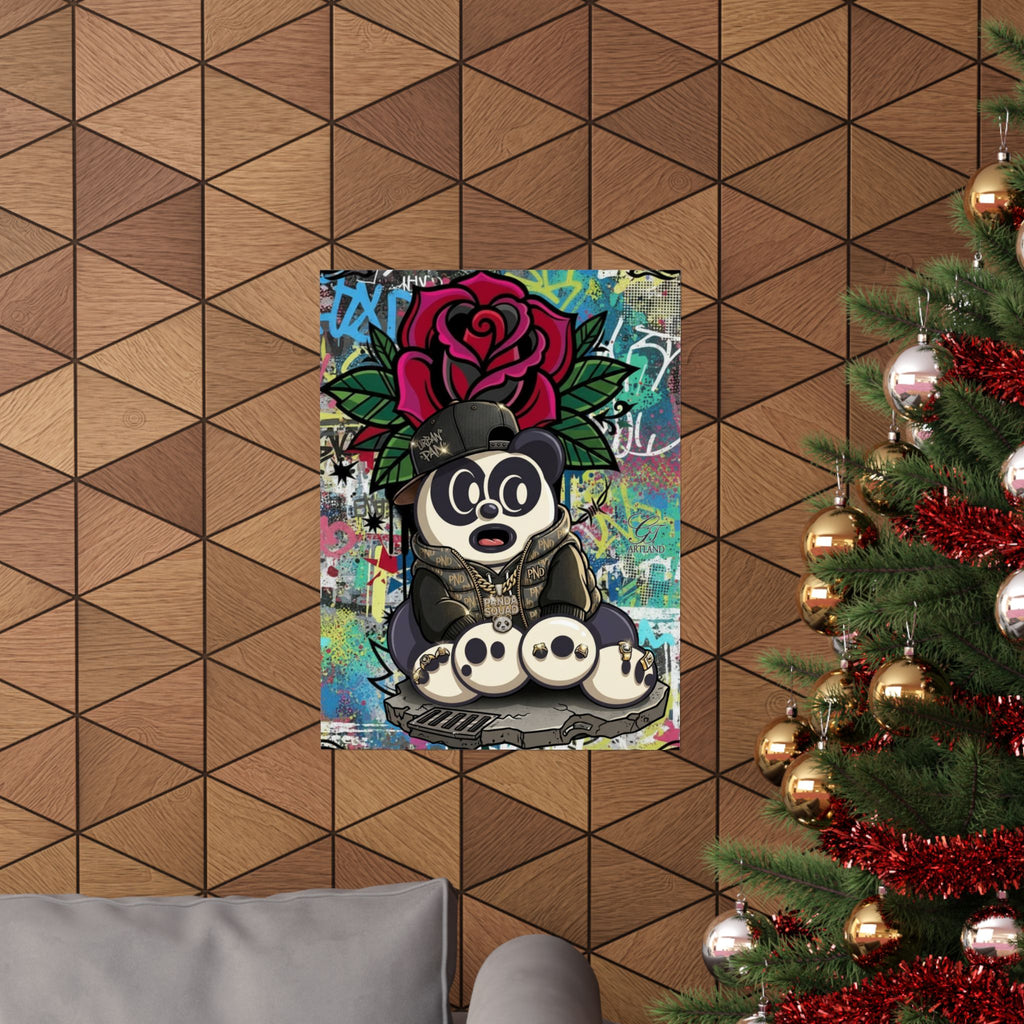Graffiti Panda with Rose Poster | Matte Vertical Poster