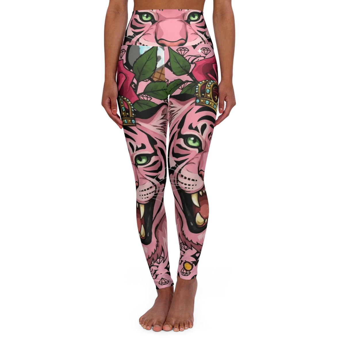 Pink Tiger Pear Urban Janel Kim Designer Swag High Waisted Yoga Legging by GT Artland