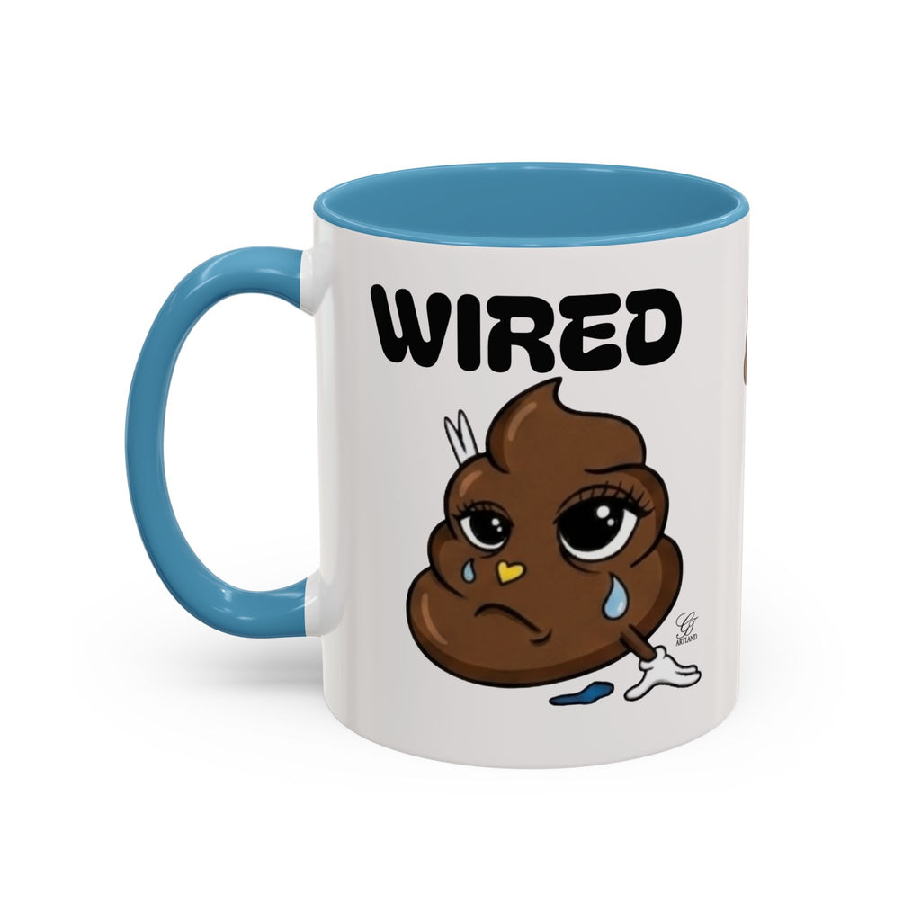 Wired Coffee Mug — Funny Poop Emoji Design Accent Mug (11/15 oz) by GT Artland