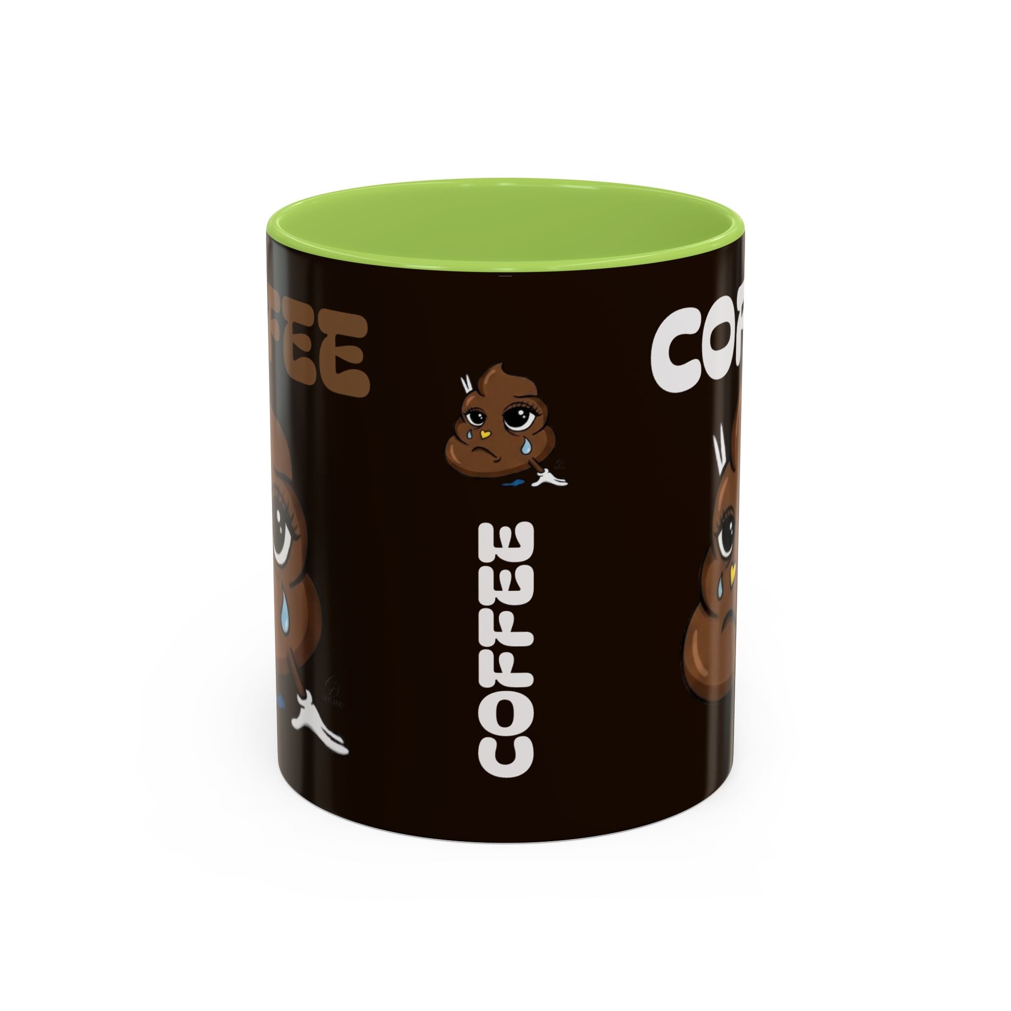 Coffee Mug — Cute Sad Poop Emoji with “COFFEE” Text Accent Mug by GT Artland
