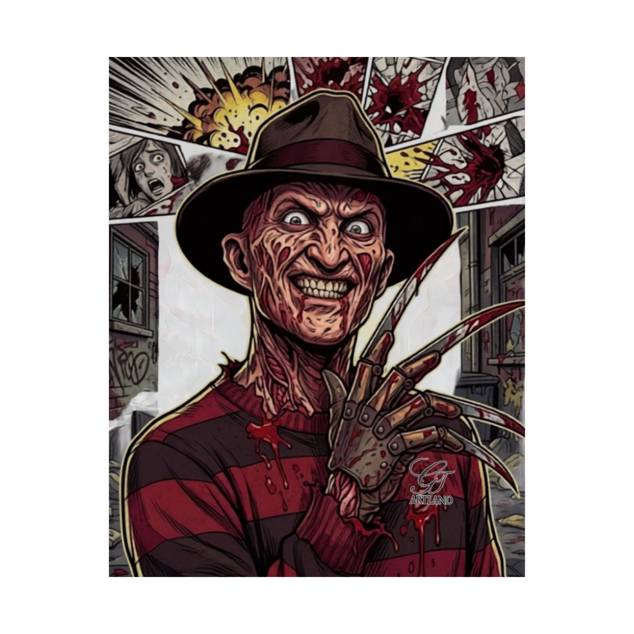 Elm Street Gangsta Horror Matte Vertical Posters by GT Artland