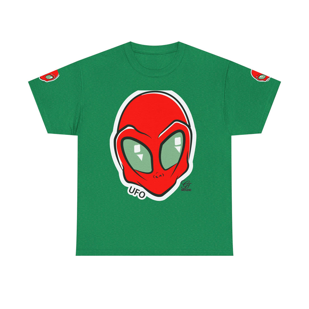 Red Alien Head UFO Tee | Retro Space Graphic T-Shirt
