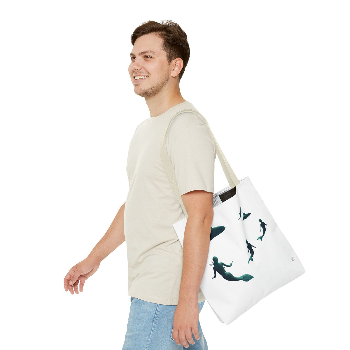 Ocean Inspired Mermaid UFOs Tote Bag With A Underwater Alien Scene
