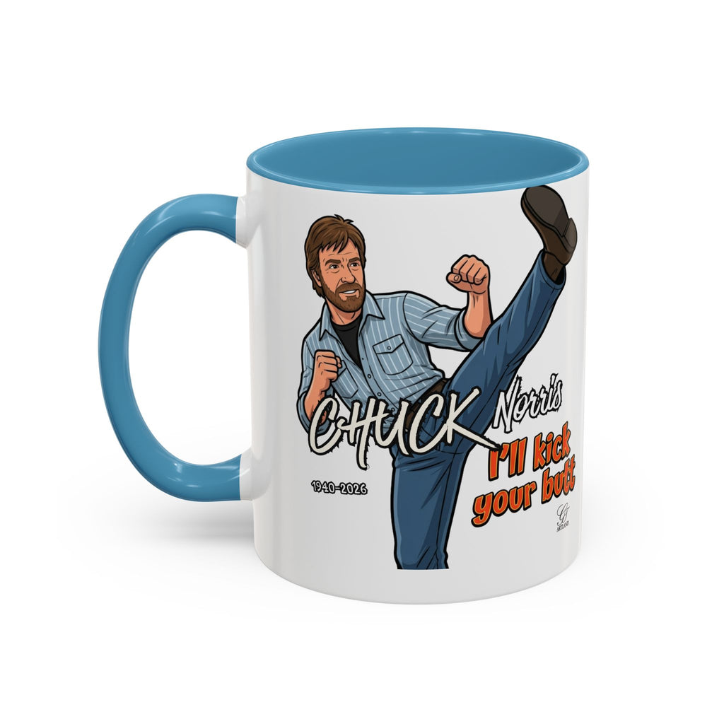 Martial Arts Chuck Norris Kick Butt Humor Character Mug | Accent Coffee Mug by GT Artland