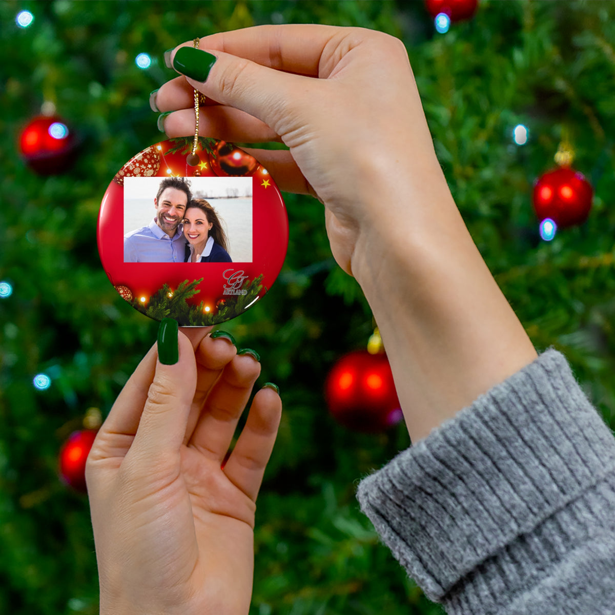 Personalized Christmas Ceramic Ornament by GT Artland