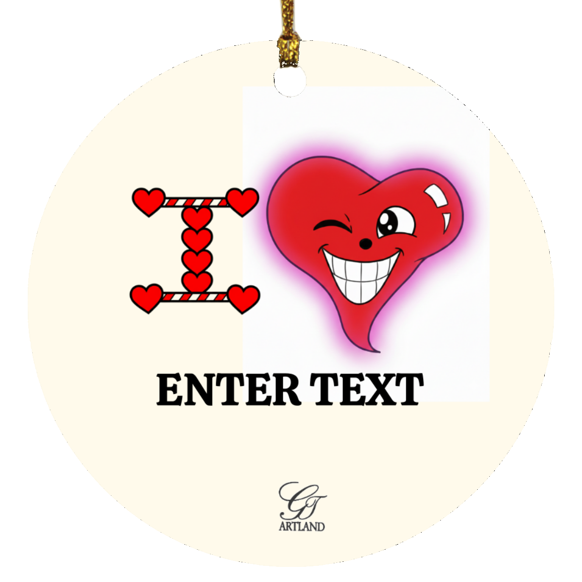 I heart  Any Words Love Urban Personalized Slogan SUBORNC Circle Ornament by GT Artland