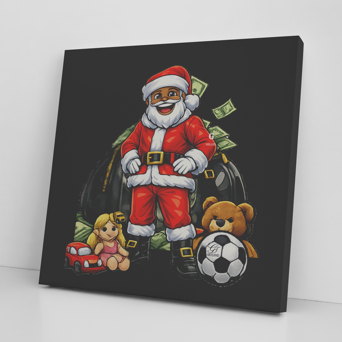 Black Onyx Ballin Santa Big Bagz Designer Twist Canvas Wrap by GT Artland