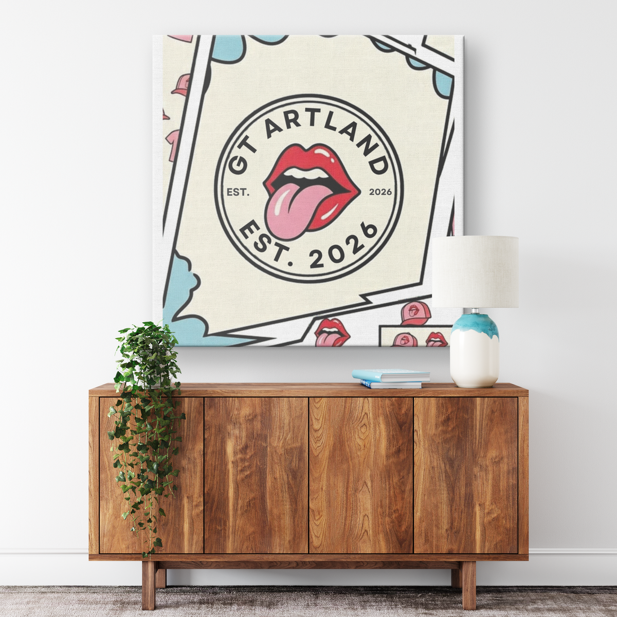 GT Artland EST. 2026 Kissey Lips Designer Canvas Wrap by GT Artland