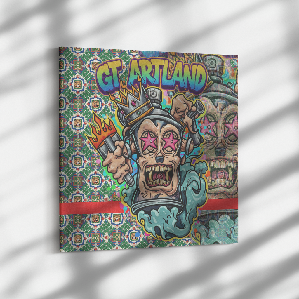 King Spray Can GT Designer Halogram Red Label Edition Square Canvas Wrap by GT Artland