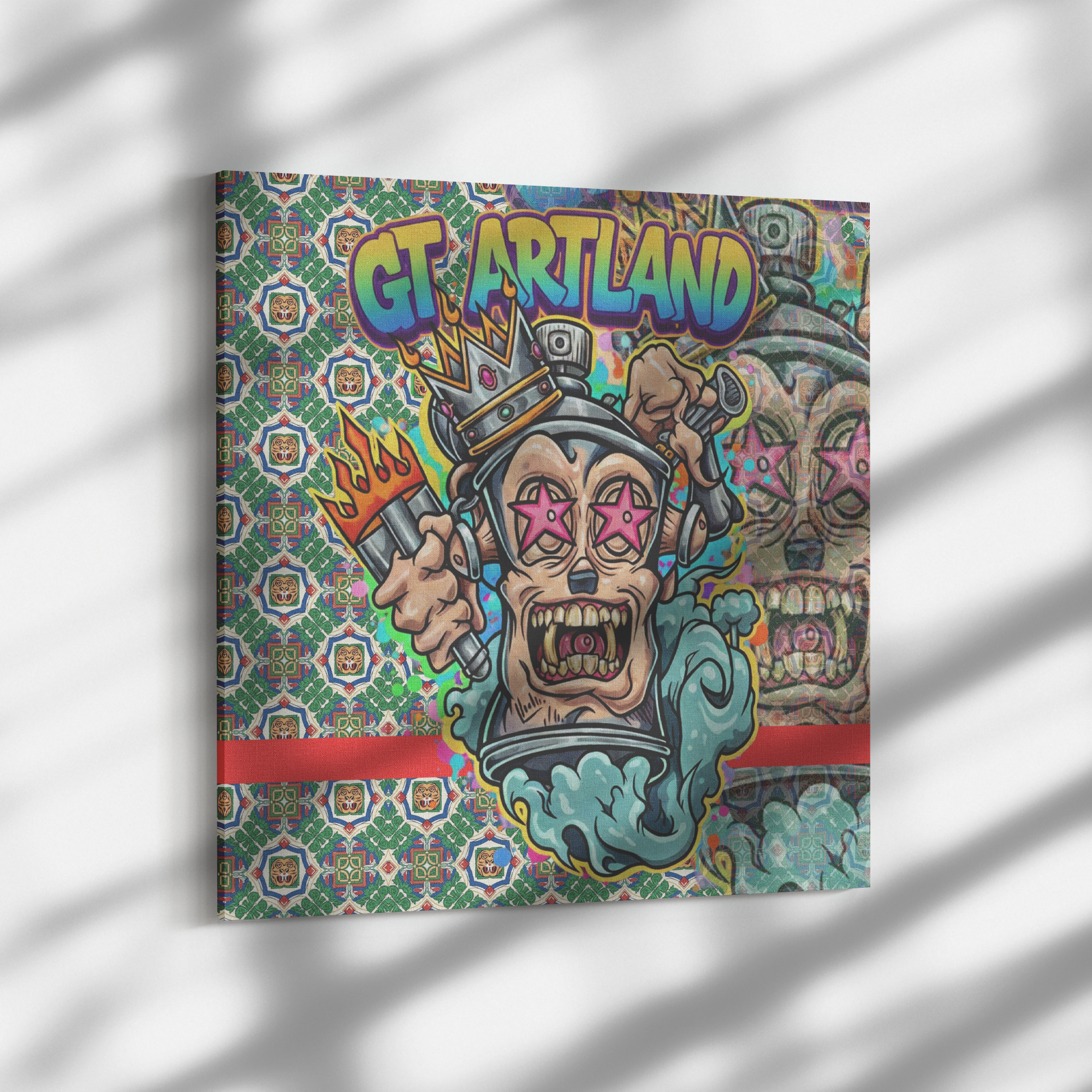 King Spray Can GT Designer Halogram Red Label Edition Square Canvas Wrap by GT Artland
