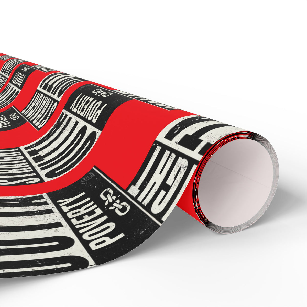 Straight Outta Poverty Wrapping Paper - Red, Black, White