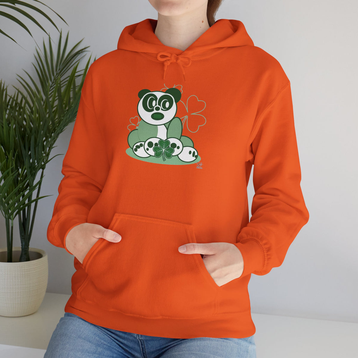 Green Panda with Bamboo Hoodie
