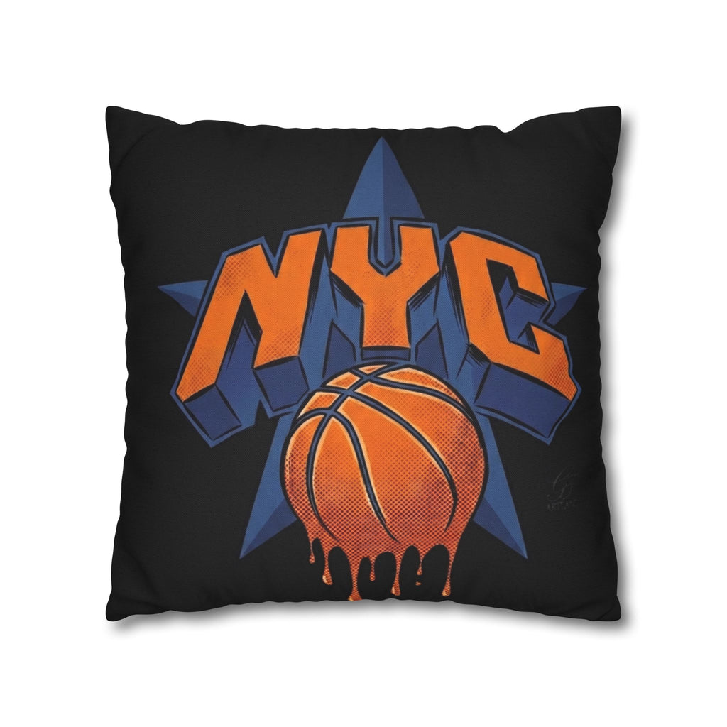 NYC Dripping Basketball Pillowcase | Square Throw Pillowcase by GT Artland