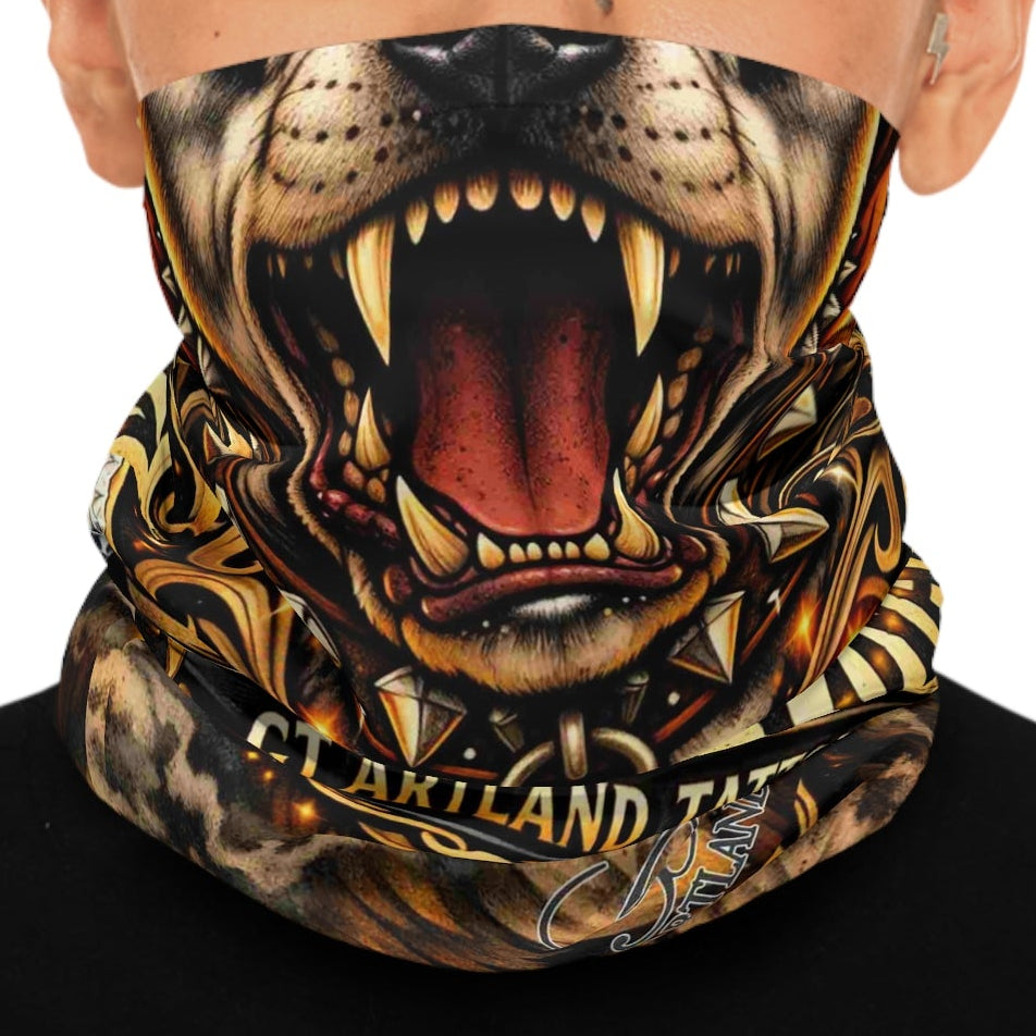 Forever Loyal Tiger Design Neck Gaiter | Tattoo Art Pattern by GT Artland