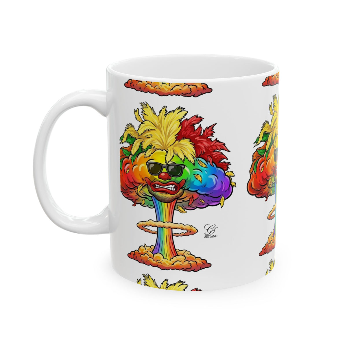 Rainbow Mushroom Cloud Mug | Psychedelic Explosion Ceramic Mug by GT Artland