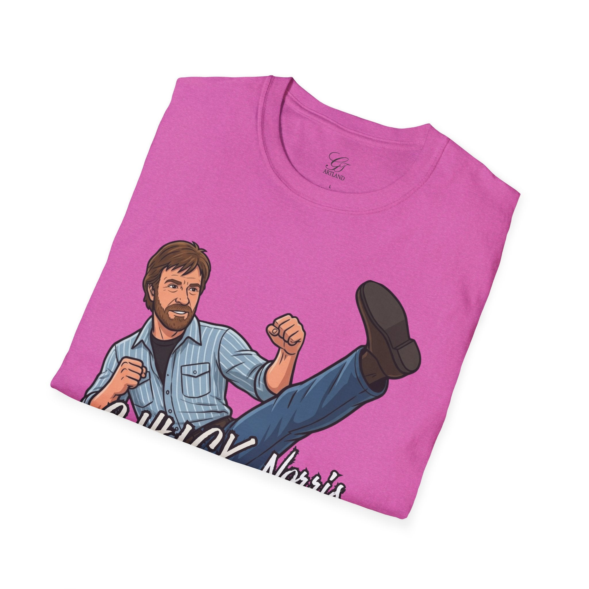 Chuck Norris Kick Illustration T-Shirt | I'll Kick Your Butt text by GT Artland