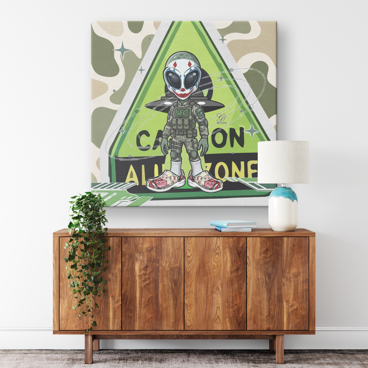 UFO Designer Alien Zone Area 201 Canvas Wrap by GT Artland