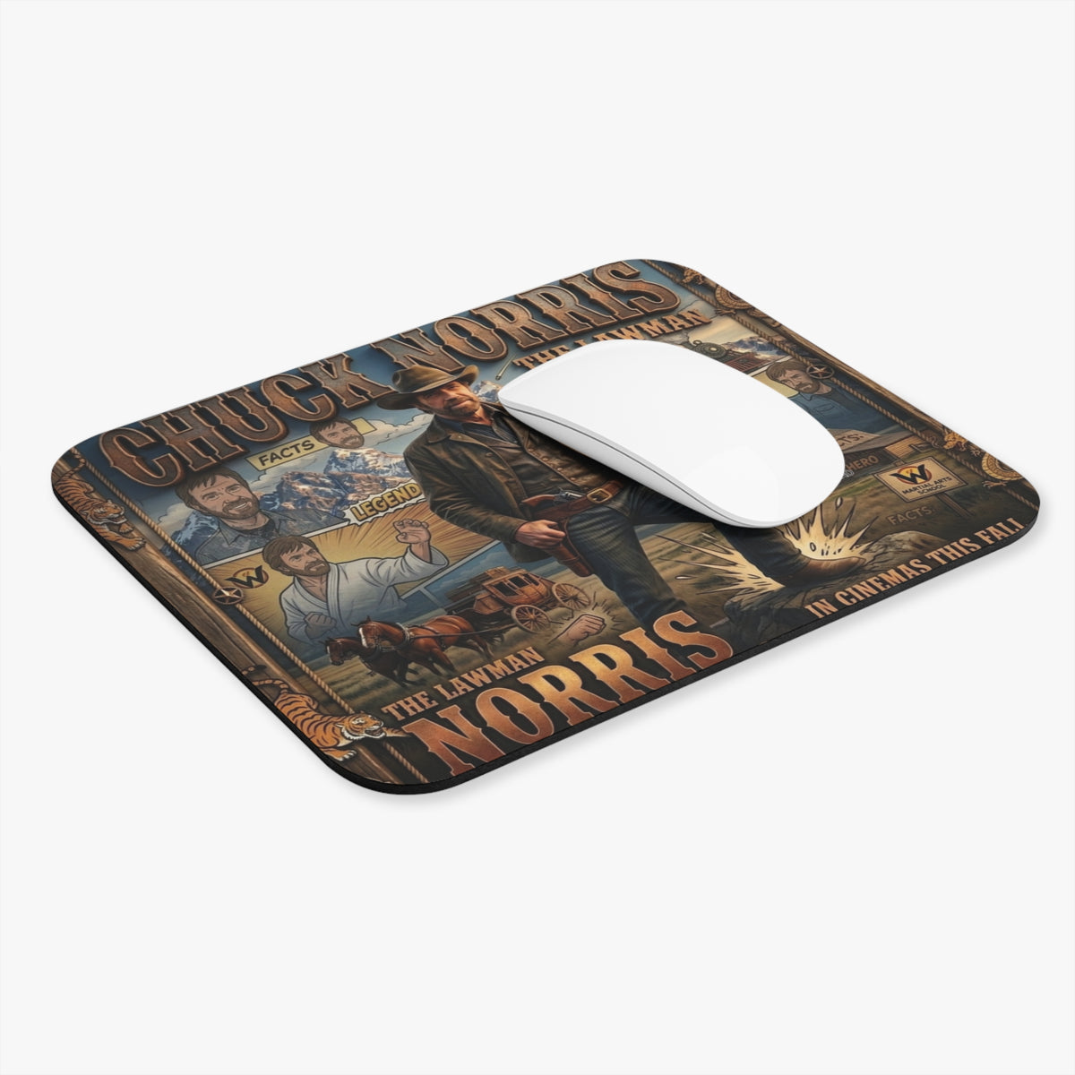 Chuck Norris Lawman Designer Poster Mouse Pad | Western Action Movie Collage by GT Artland