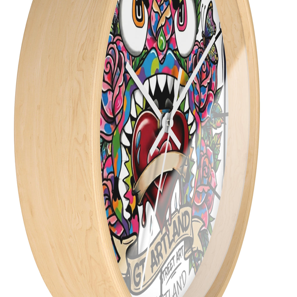 Colorful Tattoo Heart Monster Wall Clock by GT Artland