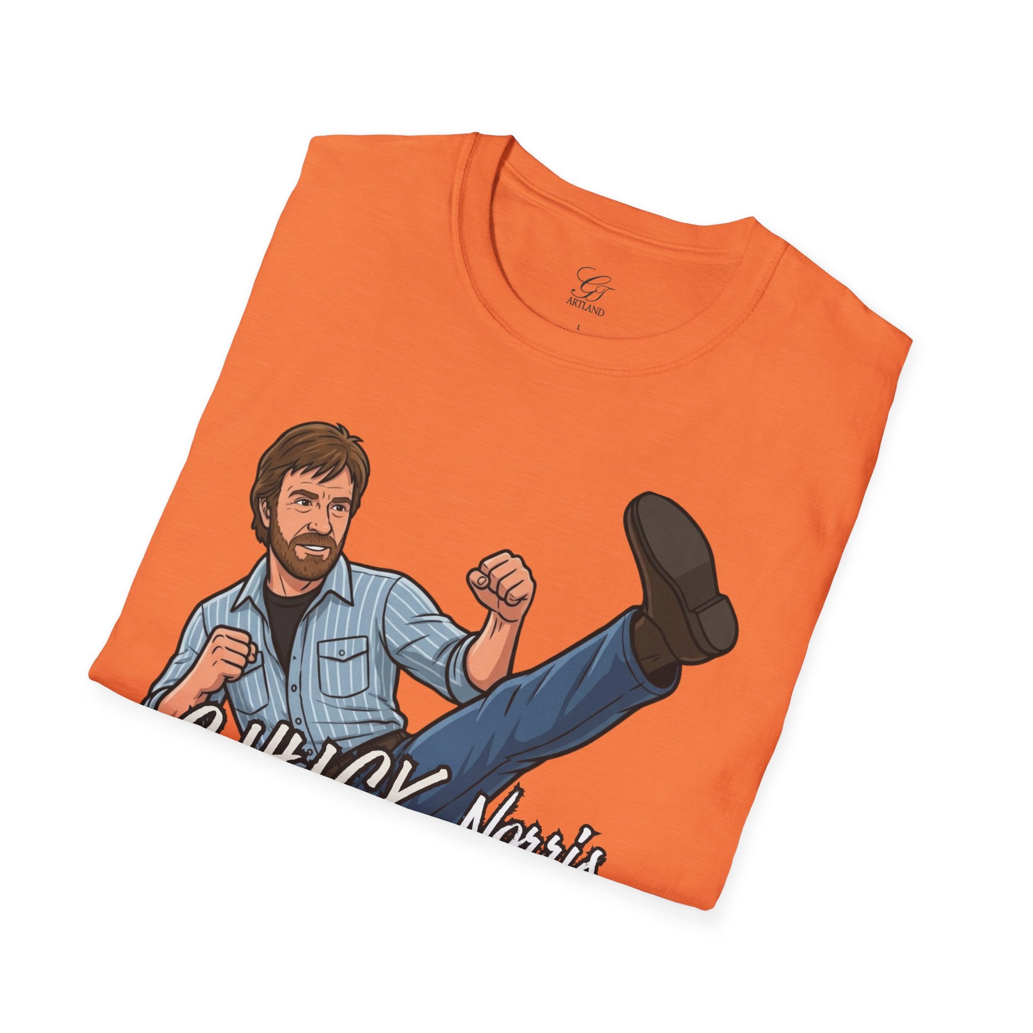 Chuck Norris Kick Illustration T-Shirt | I'll Kick Your Butt text by GT Artland