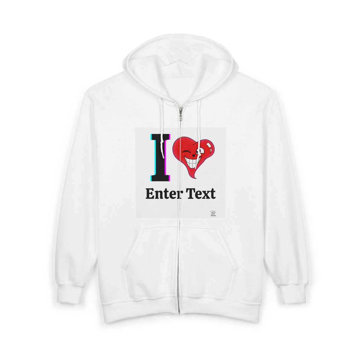 Unisex I LOVE Heavy Blend Full Zip Hooded Sweatshirt Hoodie | Full Zip Sweatshirt