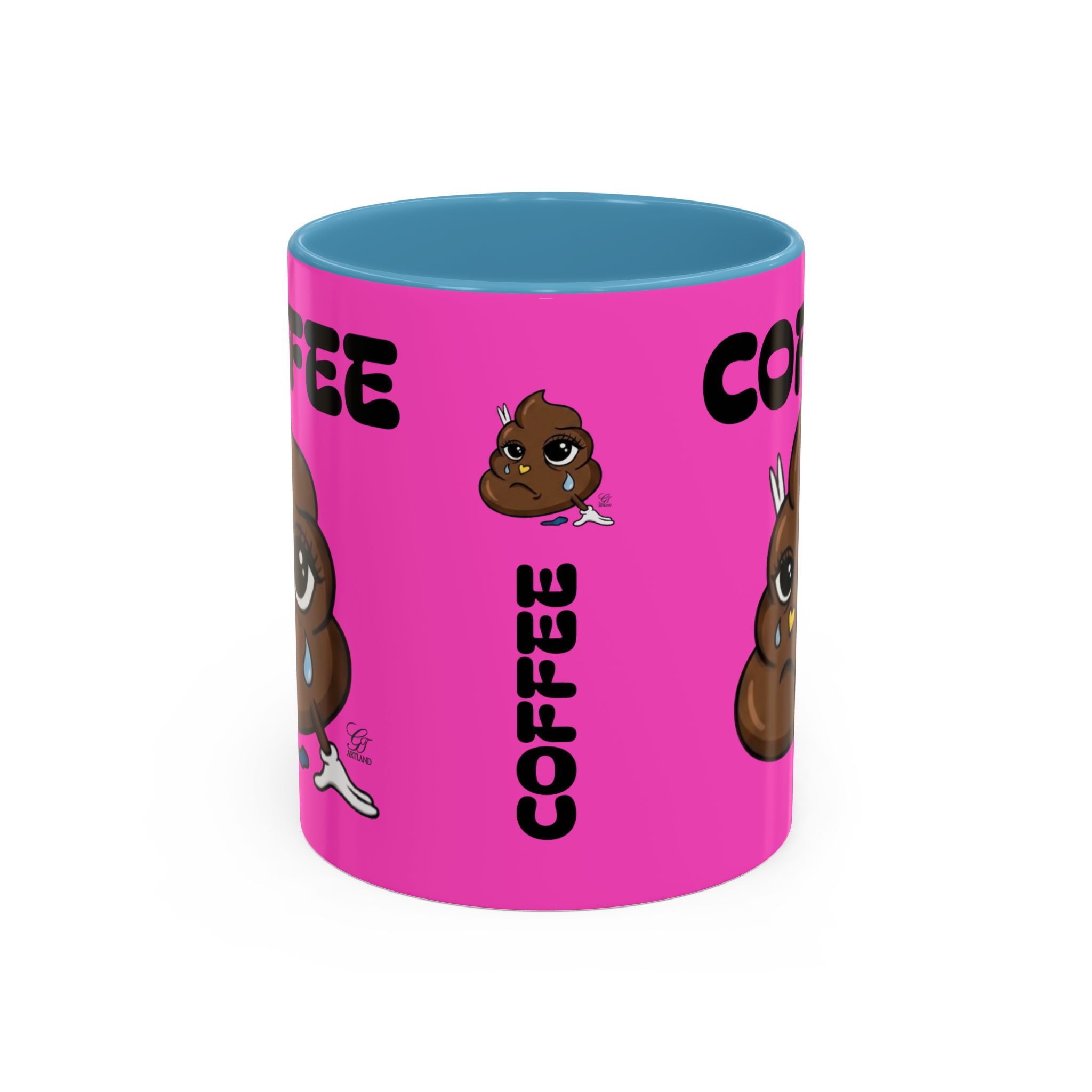 Coffee Mug — Pink 'Coffee' Sad Poop Emoji Accent Ceramic Mug (11/15oz) by GT Artland
