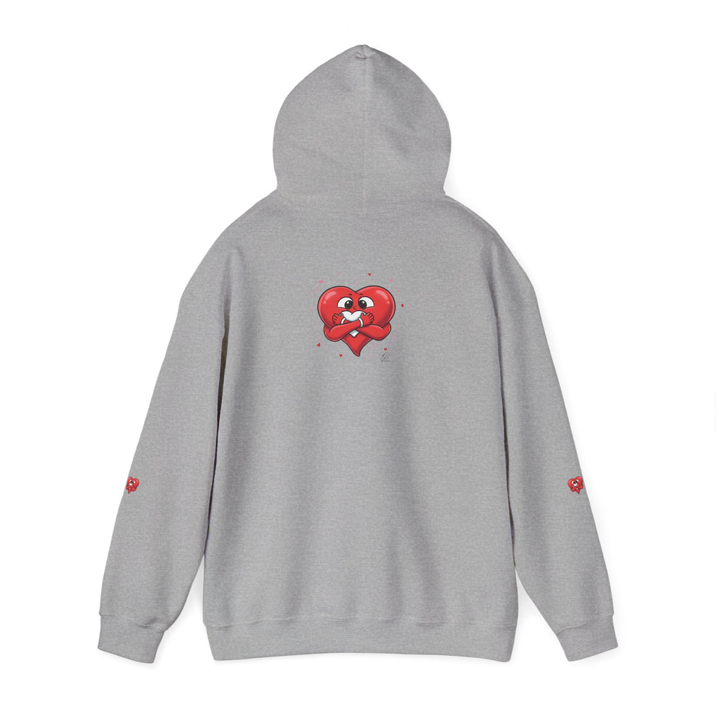 Graphic Heart Unisex Heavy Blend Hooded Sweatshirt | Red Heart Cartoon Sweatshirt